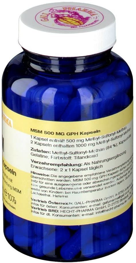 Hecht Pharma Msm 500 Mg Gph Kapseln 180 Stk Ab 28 71