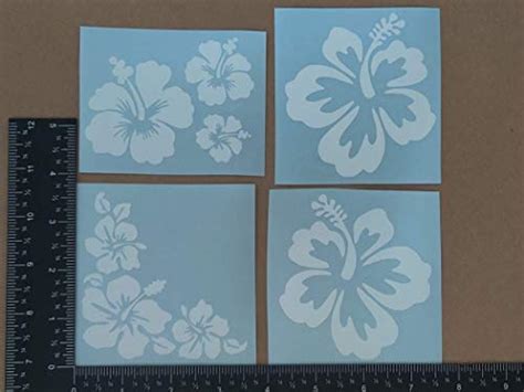 Hibiscus Decal 4 Pack Hawaiian Hibiscus Flower Decals Hibiscus White