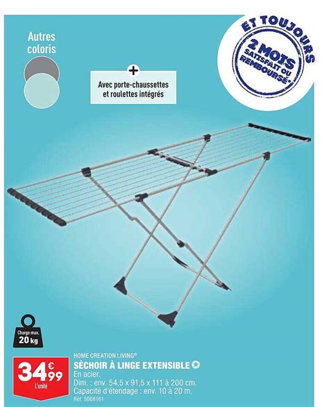 Promo Séchoir à Linge Extensible Home Creation Living chez Aldi