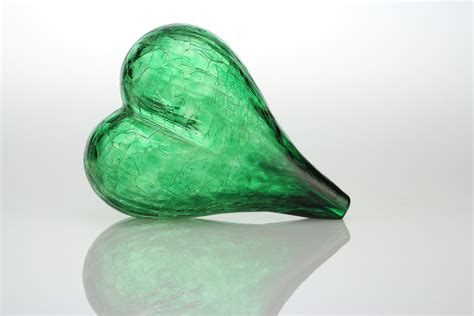 Blown Glass Heart In Green By Tom Bloyd Glass Art Sculpture Glass Sculpture Glass Art