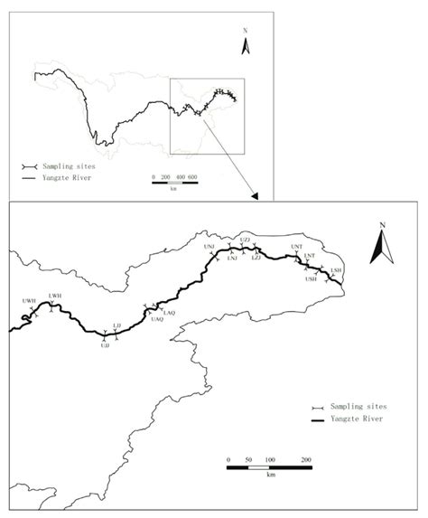 Location Of Sampling Sites Along The Middle And Lower Reaches Of The