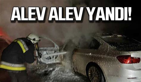 Alev alev yandı Sürücü son anda kurtuldu