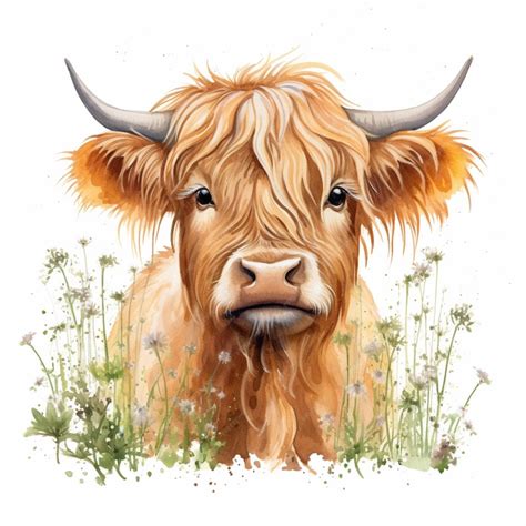 Premium Photo | A painting of a cow with horns and horns.