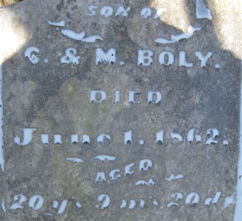 John Bohley 1841 1862 Find A Grave Memorial