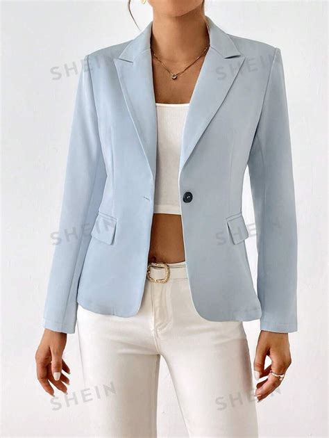 Shein Privé Solid Single Button Blazer Shein Usa