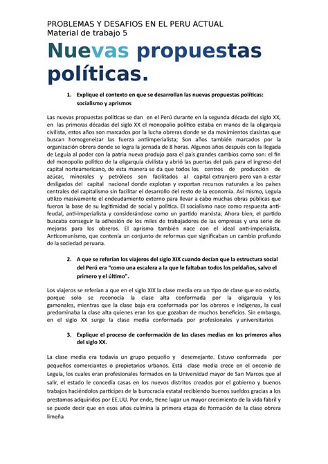 Nuevas propuestas políticas problema y desafios en el peru UTP