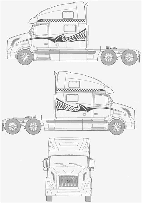 Volvo Vn Truck Blueprint Download Free Blueprint For 3d Modeling