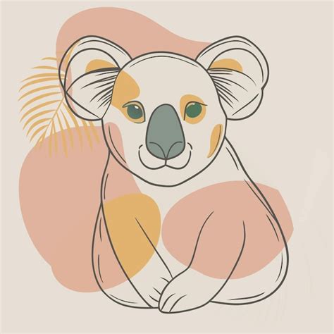 Un Dibujo De Un Koala Con Un Fondo Amarillo Y Rosa Vector Premium