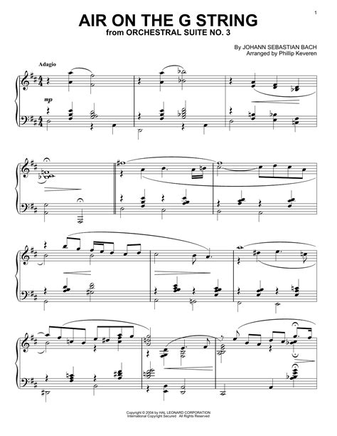 J S Bach Air On The G String Piano Sheetmusicdirect