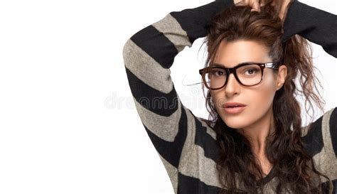 Portrait Of A Beautiful Young Woman Wearing Glasses Cool Trendy