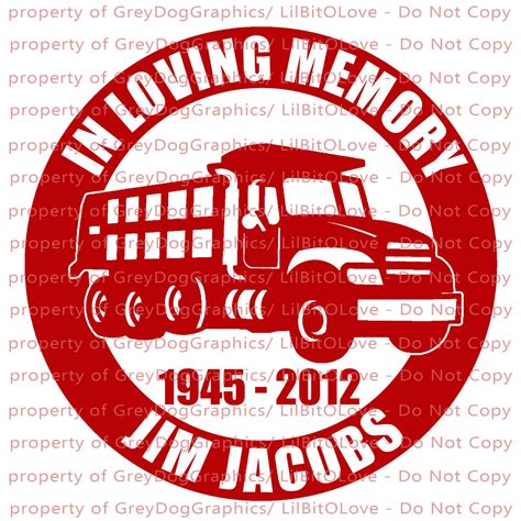 In Memory Dump Truck Vinyl Decal Sticker Personalize With Etsy