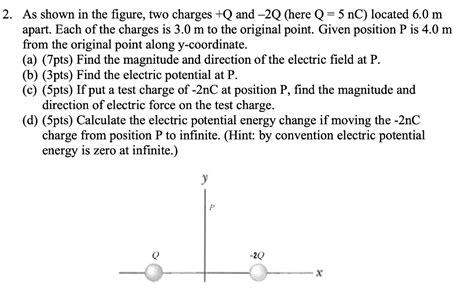 Solved 2 As Shown In The Figure Two Charges Q And 2q