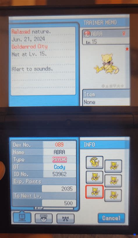 [Gen 4] Shiny Abra found after 3125 seen in Pokémon Heartgold! : r ...