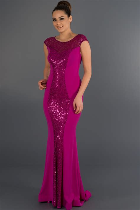 Long Fuchsia Evening Dress F2451 | Abiyefon.com