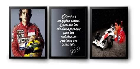 Quadro Decorativo Frase Ayrton Senna Capacete Fórmula 1 Parcelamento