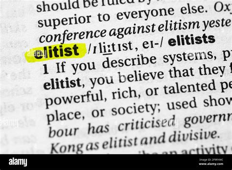 Highlighted Word Elitist Concept And Meaning Stock Photo Alamy