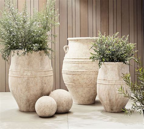 Sienna Cement Outdoor Planters Pottery Barn