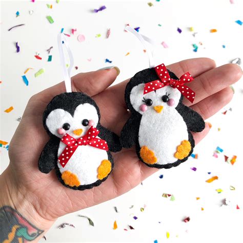 Penguin Felt Decorations felt hanging decoration festive | Etsy