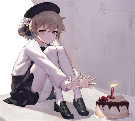 Safebooru 1girl Bangs Beret Black Footwear Black Hat Black Ribbon Black Skirt Blush Brown Eyes