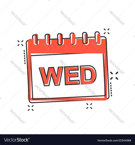 Cartoon wednesday calendar page icon in comic Vector Image