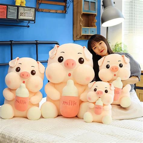 Jual Boneka Babi Jumbo 45 Cm Piggy Milk Bottle Pig Pegang Botol Susu