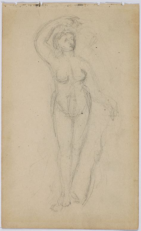 Standing Female Nude With Raised Arm Quiver And Bow Diana The