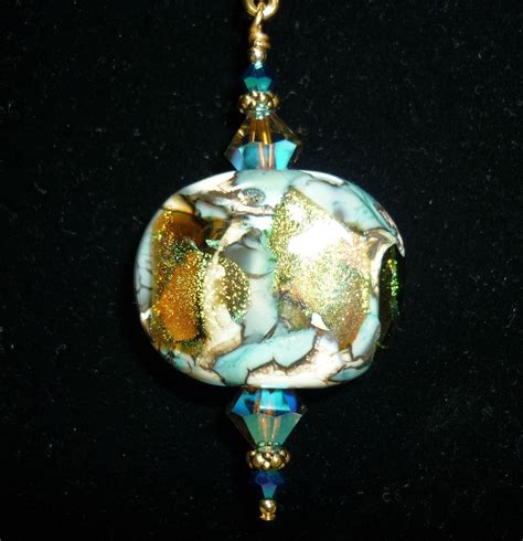 Artisan Lampwork Glass Focal Bead Drop Pendant Necklace Signature Etsy Polska