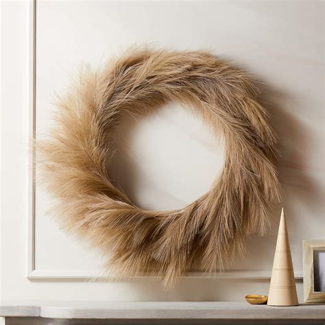 Faux Pampas Taupe Wreath 36 Reviews CB2