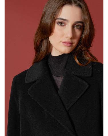 Cappotto Lungo Nero Doppiopetto In Lana E Cashmere Cinzia Rocca