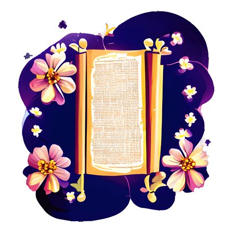 Parchment Scroll Bible Flowers Magical Centered Hyper Realistic Vibrant