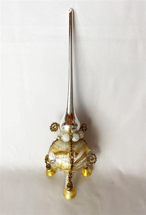 Vintage Triple Indent Wire Wrapped Tree Topper With Bells Large German