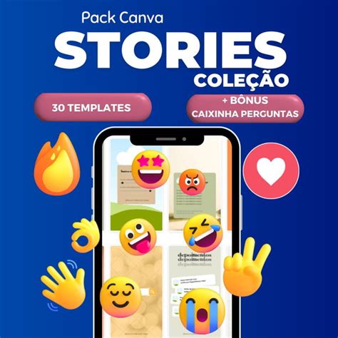 Pack Canva 30 Stories Bônus Caixinha de Perguntas Elo7