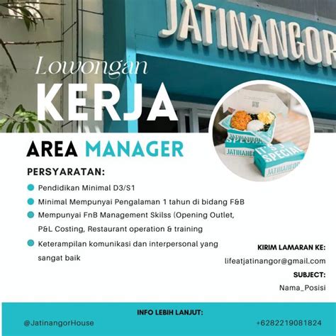 Lowongan Kerja Area Manager Akunting Manager Operasional Manager Di