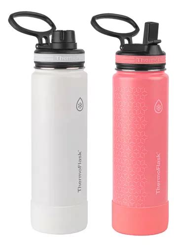 Thermo De Acero Inoxid 24oz Paq 2 Pz Thermoflask Blanco Rosa Color