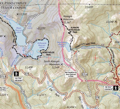 Pikes Peak And Colorado Springs Topographic Hiking Map Outdoor Trail Maps