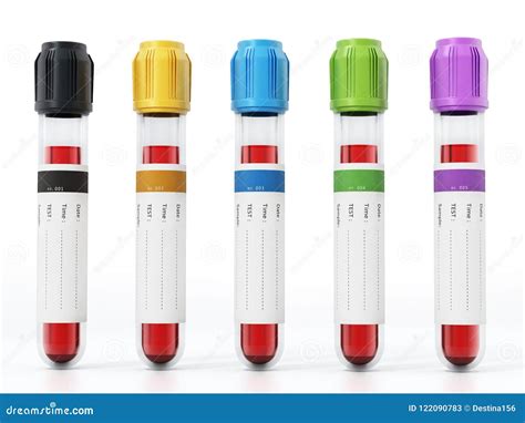 Blood Vials with Colored Lids. 3D Illustration Stock Illustration ...