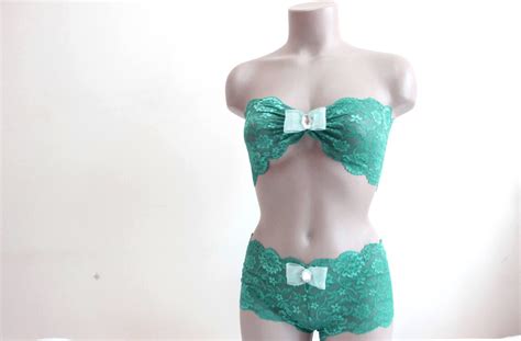Teal Green Lace Wedding Lingerie Set Bridal Lace Underwear Etsy