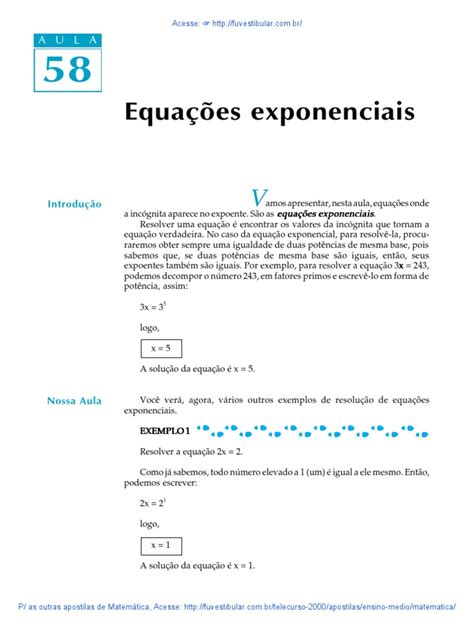 002 Equacoes Exponenciais Pdf Equações Exponenciação