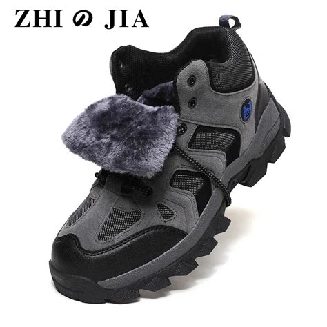 Leather Men Boots Winter With Fur Super Warm Snow Boots Men Winter Work