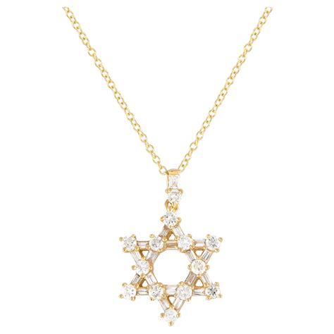 K Yellow Gold Ct Diamond Star Of David Necklace Pn Y At Stdibs