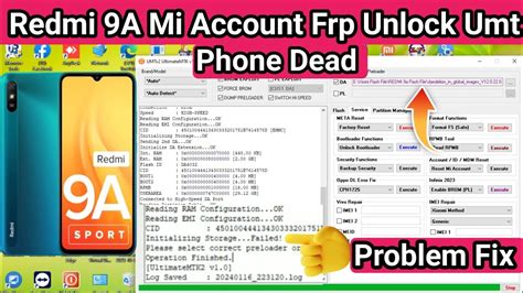 Redmi 9a Mi Account Frp Unlock Umt Initializing Storage Failed Problem