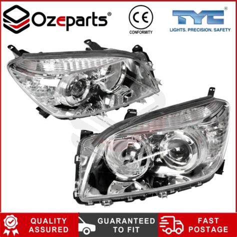 Set Pair LH RH Head Light Lamp Chrome For Toyota RAV4 ACA30 2005 2008