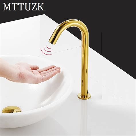 Mttuzk Deck Mounted Golden Sensor Faucet Integrated Type Automatic