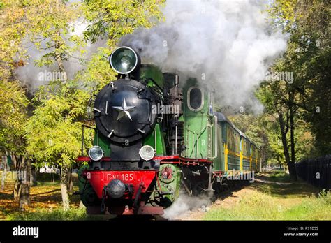 Novosibirsk Russia July 20 2018 Vintage Steam Locomotive Open Air