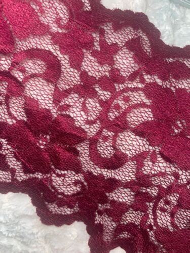 Yards Burgundy Maroon Galloon Stretch Scalloped Lingerie Lace