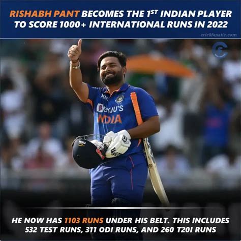 Rishabh Pant Becomes 1st Indian Player To Record In 2022