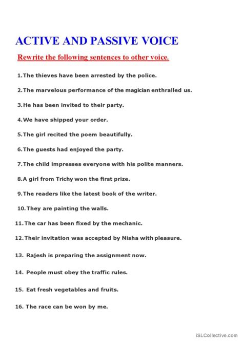 Active And Passive Voice General Gra English Esl Worksheets Pdf And Doc