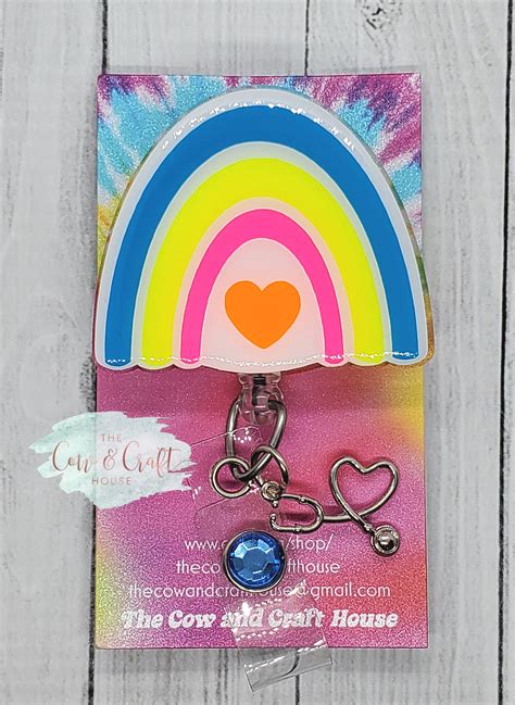 Rainbow Badge Reel Rainbow Badge Clip Rainbow Badge Reel Etsy