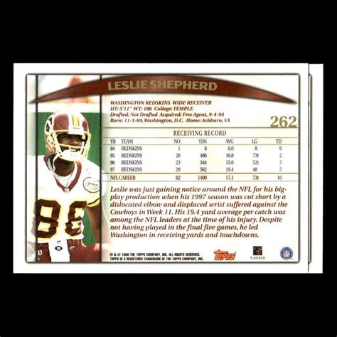 Leslie Shepherd Topps Washington Redskins R A Ebay