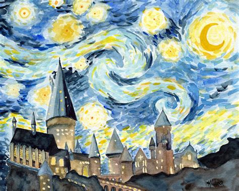 Hogwarts Starry Night Painting At Paintingvalley Explore